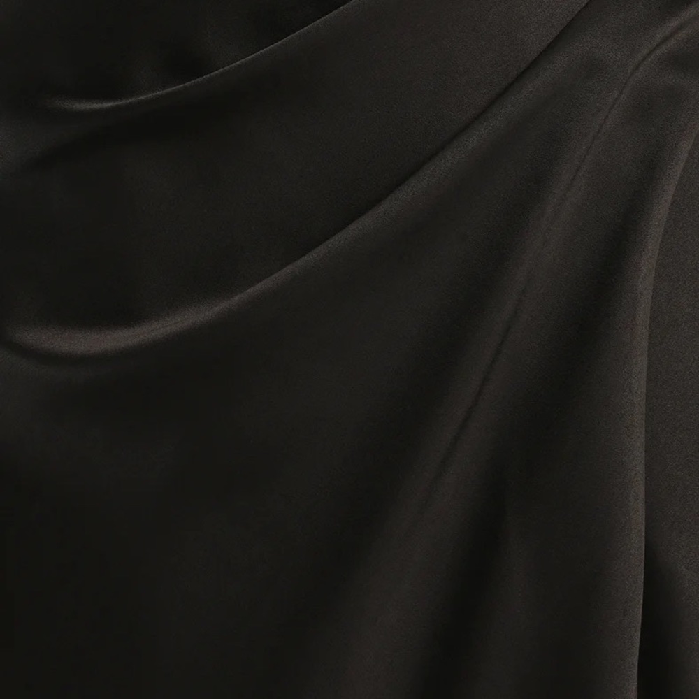 Black satin feel square formal dress. Small. - Picture 5 of 5
